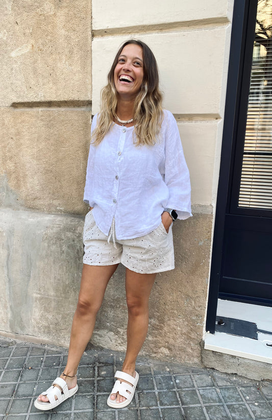BLUSA 100% LINO CON BOTONES