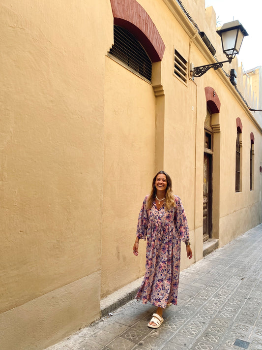VESTIDO BLOCKPRINT MANGAS ANCHAS