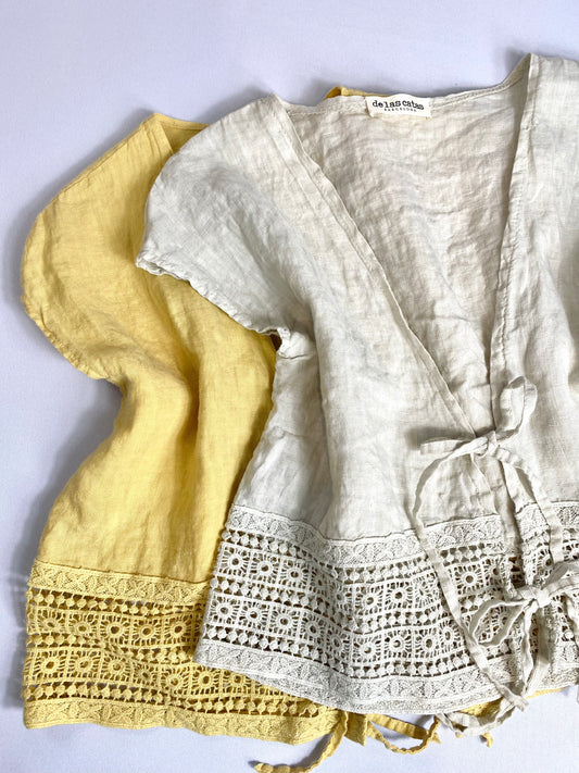BLUSA 100% LINO CON ENCAJE