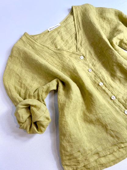 CAMISA 100% LINO CUELLO V
