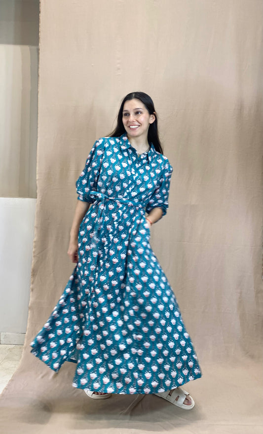 VESTIDO BLOCKPRINT CON BOTONES