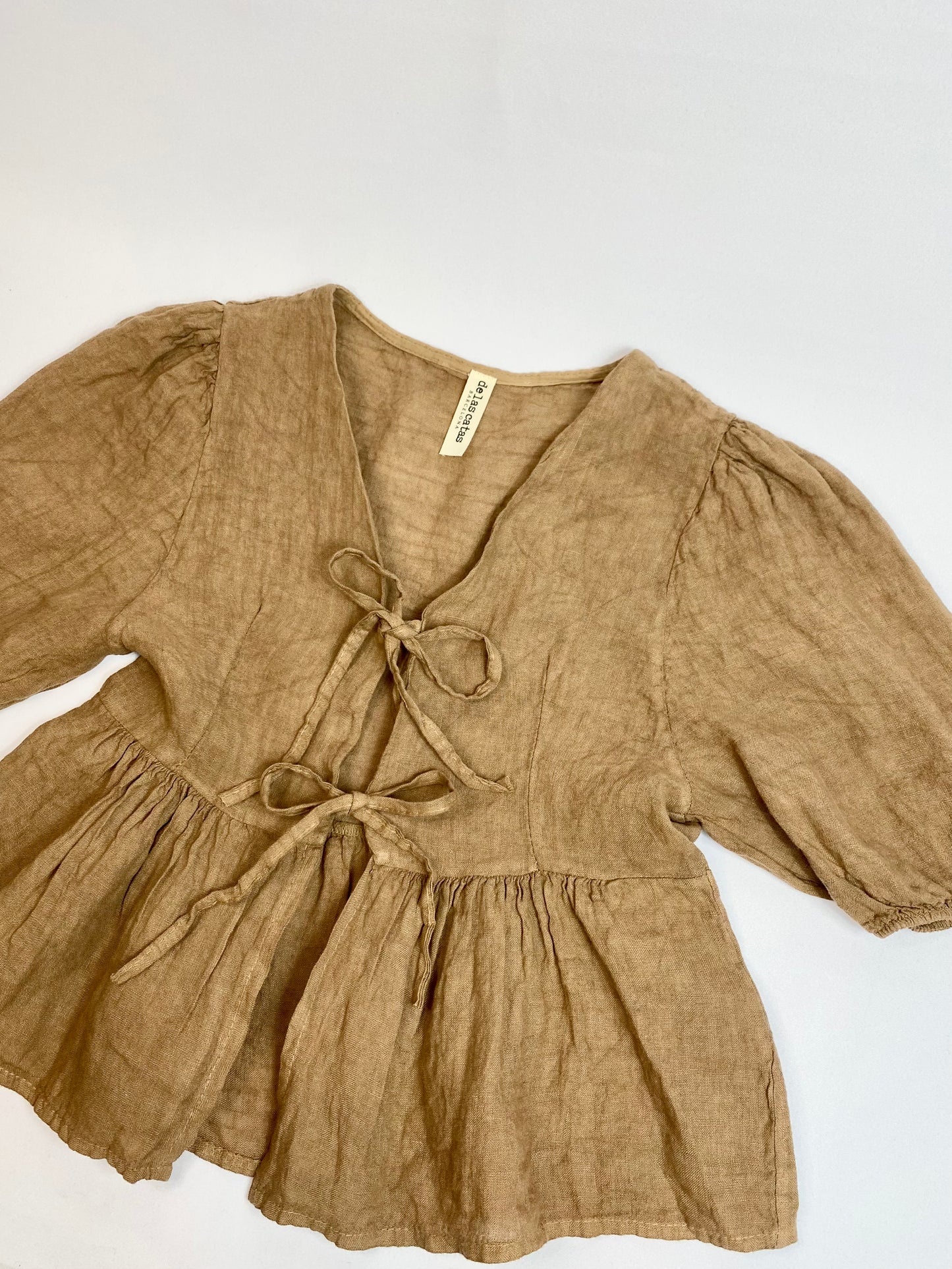 BLUSA 100% LINO CON LAZOS