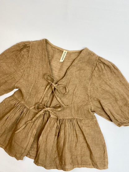 BLUSA 100% LINO CON LAZOS