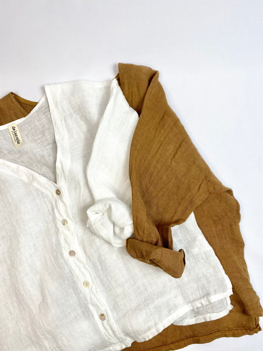 CAMISA 100% LINO CUELLO V