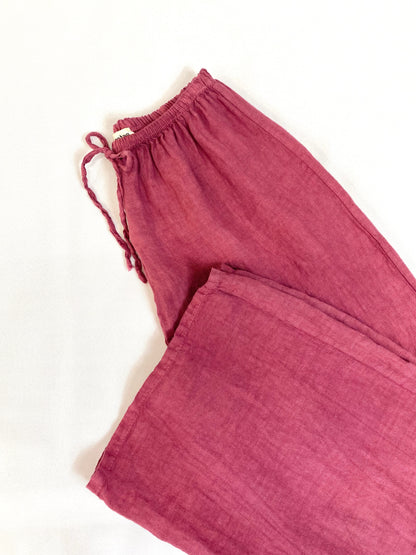 PANTALON 100% LINO PIERNA ANCHA