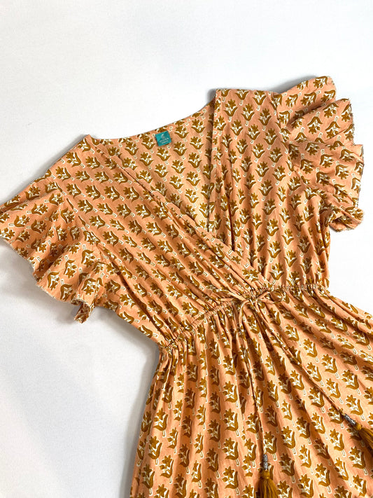VESTIDO BLOCKPRINT CON VOLADOS