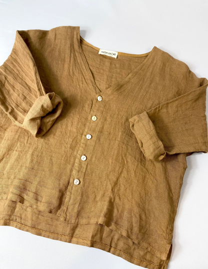 CAMISA 100% LINO CUELLO V